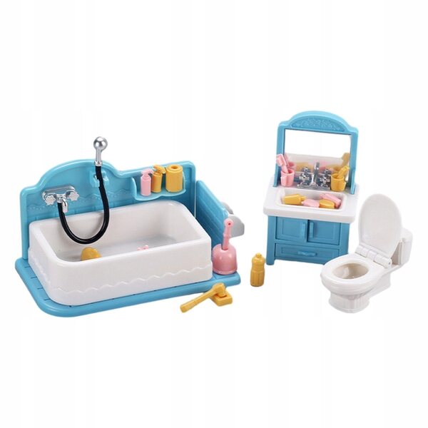 Badezimmer-Set aus Holz im Maßstab 1:12 für Puppenhaus – Miniatur-Zubehör