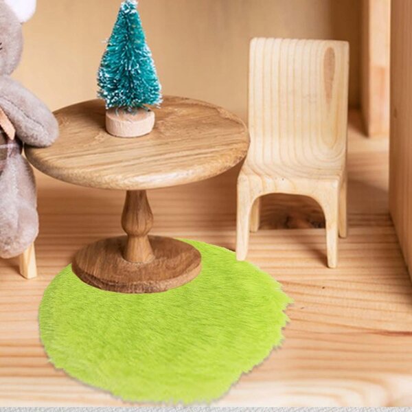 Mini grüner Plüschteppich für Puppenhaus im Maßstab 1:12, Durchmesser 12 cm