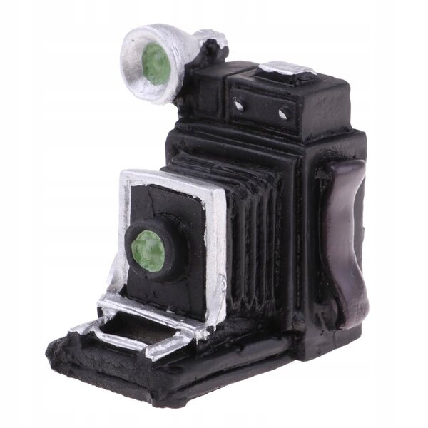 Miniatuur zwarte camera in hars voor poppenhuis 1:12 - decoratief accessoire