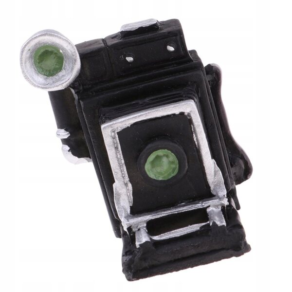 Miniatuur zwarte camera in hars voor poppenhuis 1:12 - decoratief accessoire
