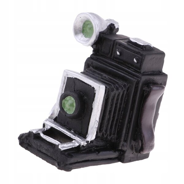 Miniatuur zwarte camera in hars voor poppenhuis 1:12 - decoratief accessoire