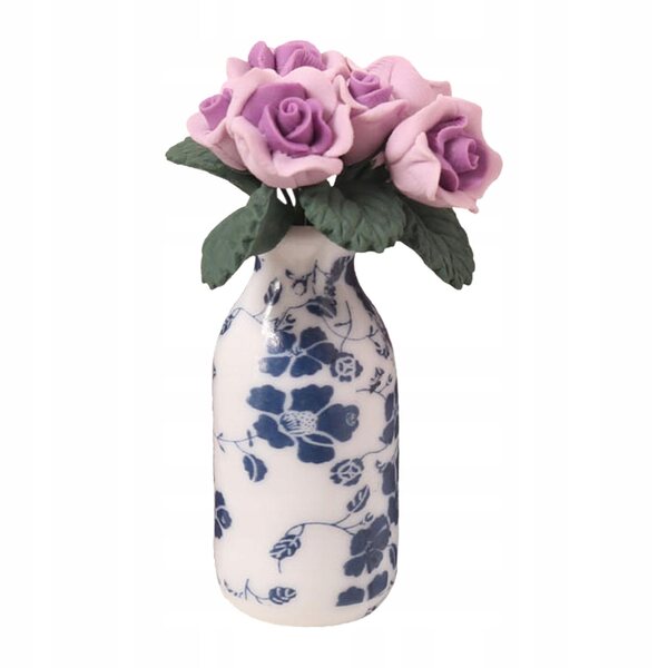 Miniatura fiore in vaso per casa delle bambole 1:12 decorazione violetto