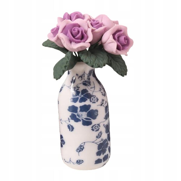 Miniatura fiore in vaso per casa delle bambole 1:12 decorazione violetto