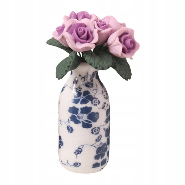 Miniatura fiore in vaso per casa delle bambole 1:12 decorazione violetto