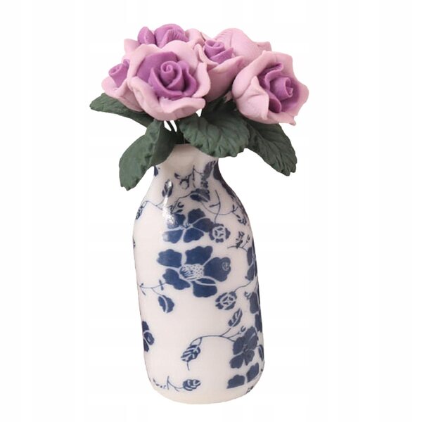 Miniatura fiore in vaso per casa delle bambole 1:12 decorazione violetto