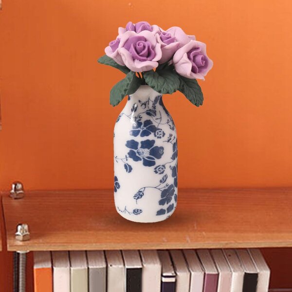 Miniatura fiore in vaso per casa delle bambole 1:12 decorazione violetto