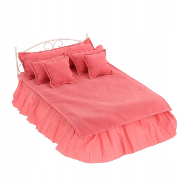 1:6 Puppenhaus-Bett aus Schmiedeeisen im europäischen Stil, rosa