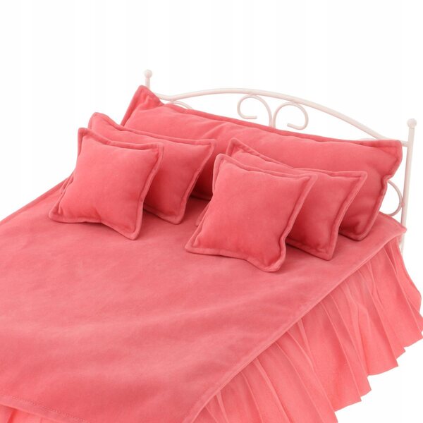 1:6 Puppenhaus-Bett aus Schmiedeeisen im europäischen Stil, rosa