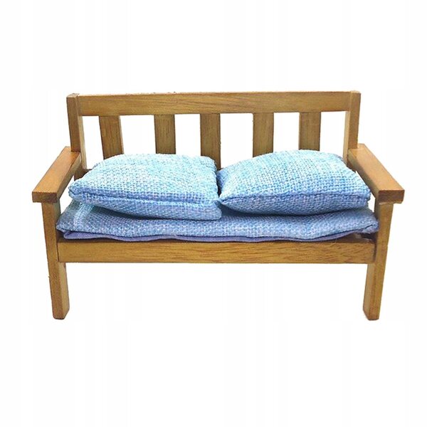 Nordisches Sofa aus Holz und Stoff 1:12 für Puppenhaus