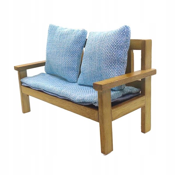 Sofa in Legno e Tessuto Stile Nordico 1:12 per Casa delle Bambole