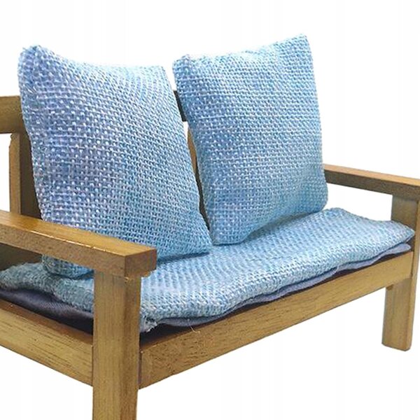 Sofa in Legno e Tessuto Stile Nordico 1:12 per Casa delle Bambole