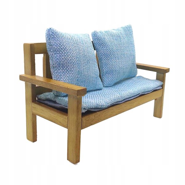 Sofa in Legno e Tessuto Stile Nordico 1:12 per Casa delle Bambole