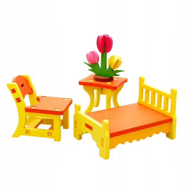 3D-Puzzle Holzmöbel für Puppenhaus – Lernspiel für Kinder