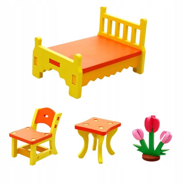 3D-Puzzle Holzmöbel für Puppenhaus – Lernspiel für Kinder