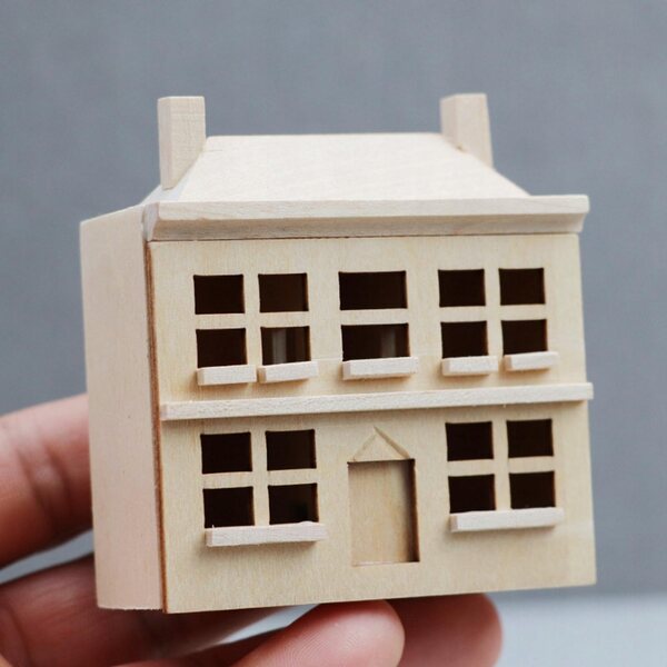 Dollhouse Villa House in Legno 1:12, Casa Miniatura Artigianale da Decorare