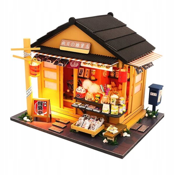 Habarri DIY Puppenhaus 15 cm – Miniatur-japanische Teebar aus Holz