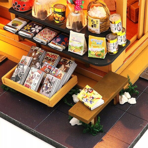 Habarri DIY Puppenhaus 15 cm – Miniatur-japanische Teebar aus Holz