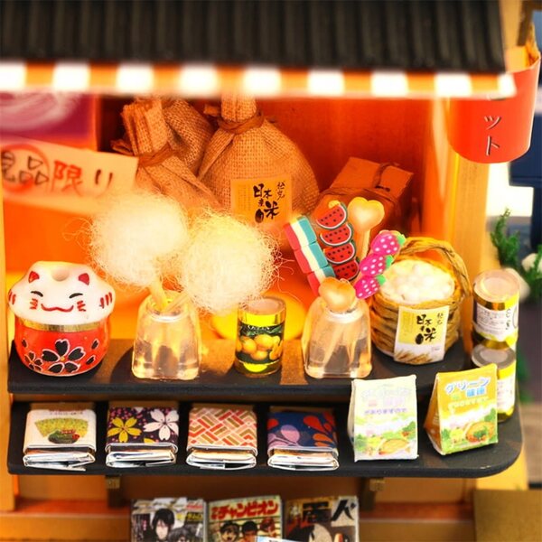 Habarri DIY Puppenhaus 15 cm – Miniatur-japanische Teebar aus Holz