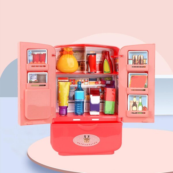 Mini frigorifero giocattolo rosa per bambini, simulazione cucina durevole e sicura