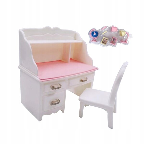 1:12 Puppenhaus-Miniatur-Schreibtischstuhl-Set, Papierzubehör im Lieferumfang enthalten