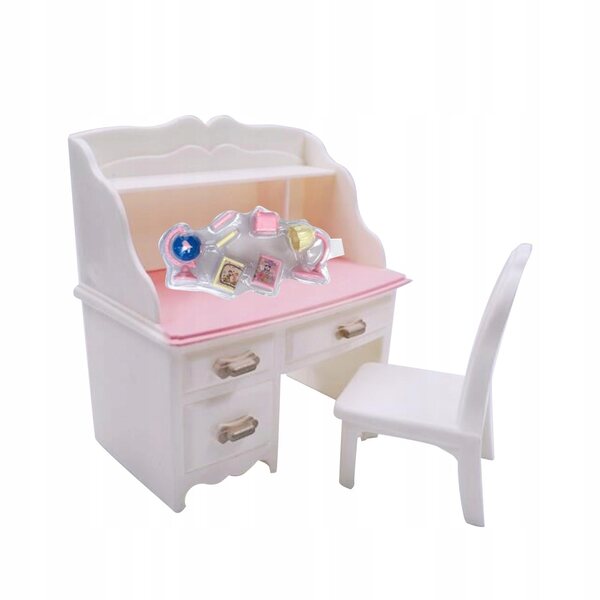 1:12 Puppenhaus-Miniatur-Schreibtischstuhl-Set, Papierzubehör im Lieferumfang enthalten