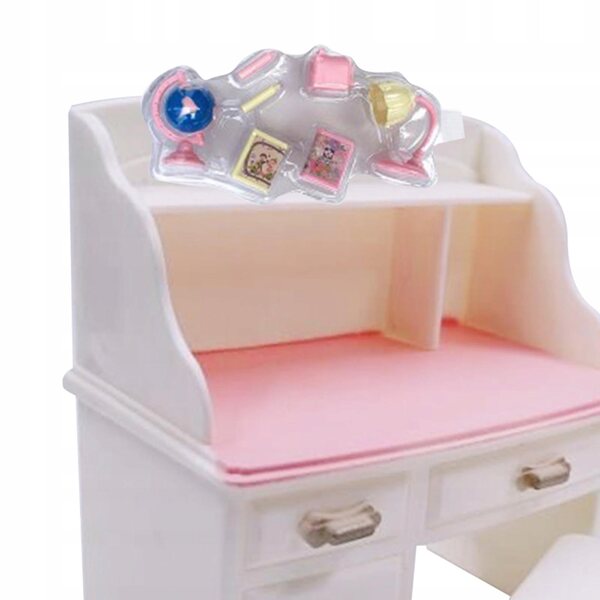 1:12 Puppenhaus-Miniatur-Schreibtischstuhl-Set, Papierzubehör im Lieferumfang enthalten