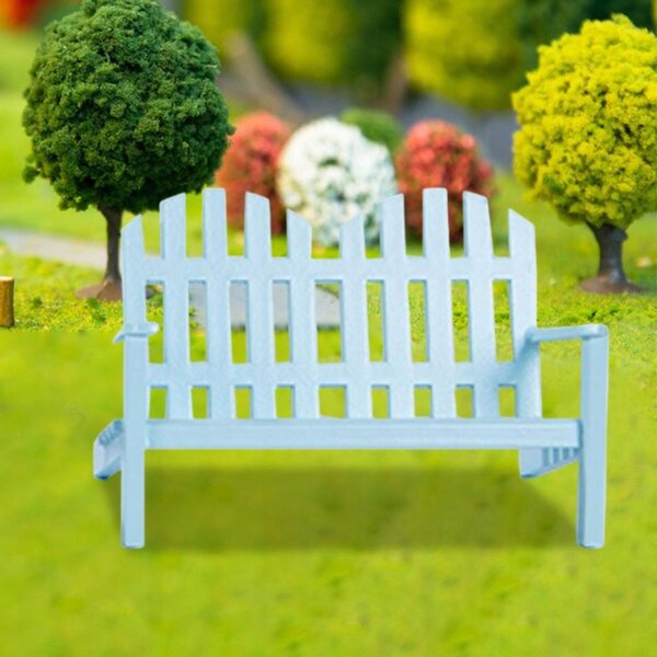 Hölzerne Puppenhausmöbel 1:12 Doppelte blaue Gartenbank