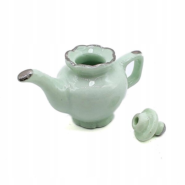 Ensemble miniature en céramique Dollhouse - Thé, tasse, soucoupe et pichet