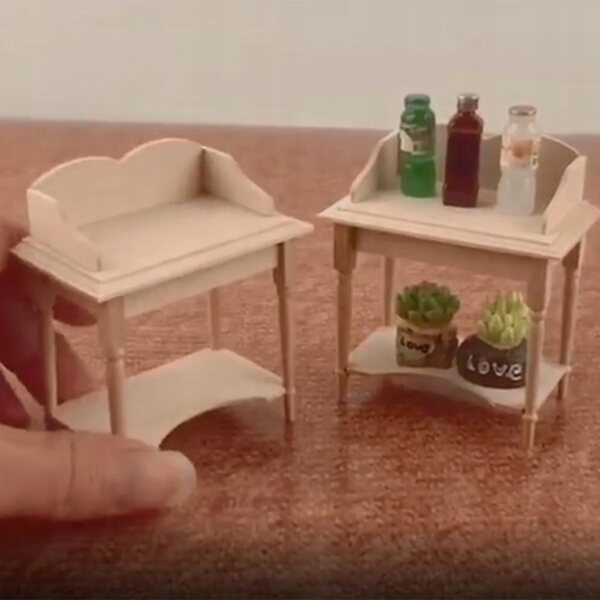 Mini-Holzregal für Puppenhaus 1:12, dekoratives Accessoire