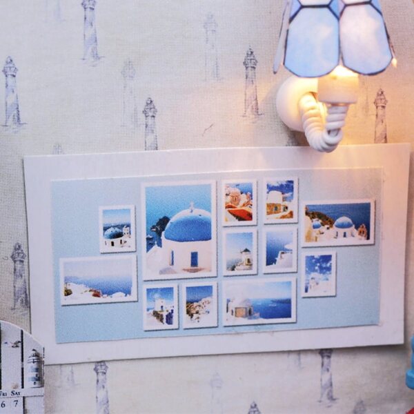 Habarri DIY 12,2 cm Puppenhaus mit LED im Marine-Stil für Kinder ab 7 Jahren