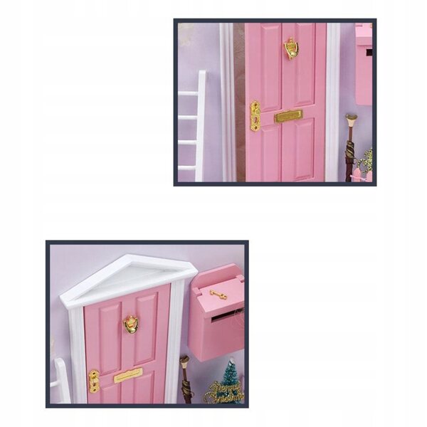 Mini set porte e mobili in legno 1:12 per casa delle bambole fatina rosa