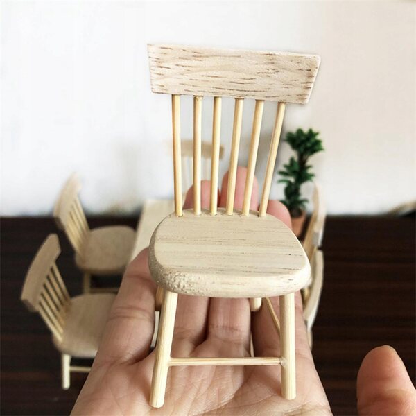 1:12 Holztisch und Stuhl Miniatur-Set für DIY-Puppenhaus