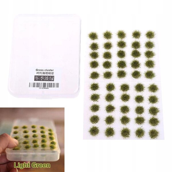 Lot de 50 touffes de gazon artificiel vert clair pour dioramas et modélisme 1/35-1/72