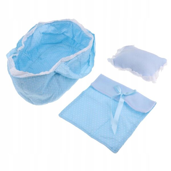 Set sacco a pelo per bambole Baby Doll Lovely Dots 26-28 cm blu con accessori