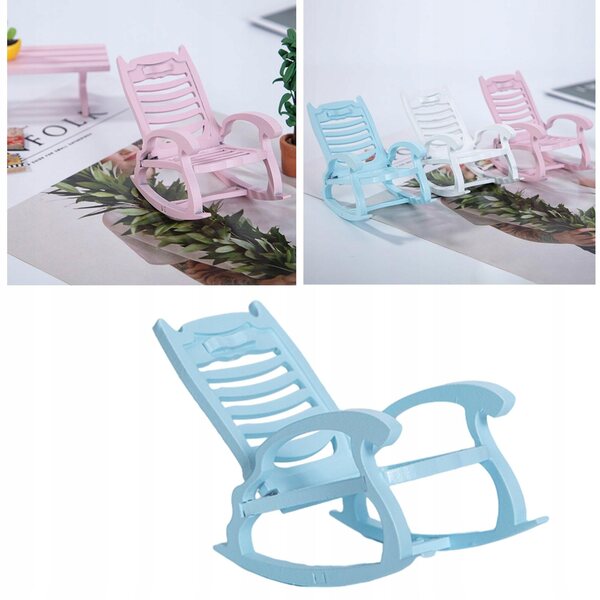 Dollhouse 1:12 Miniatura Sedia a Dondolo in Legno Blu per Bambole