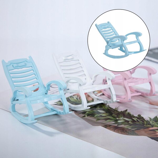 Dollhouse 1:12 Miniatura Sedia a Dondolo in Legno Blu per Bambole