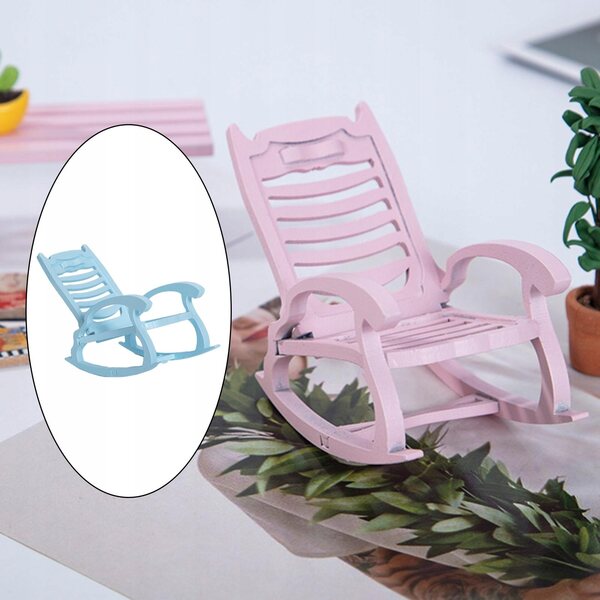Dollhouse 1:12 Miniatura Sedia a Dondolo in Legno Blu per Bambole