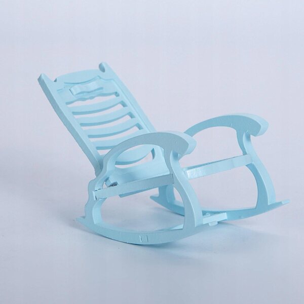 Dollhouse 1:12 Miniatura Sedia a Dondolo in Legno Blu per Bambole