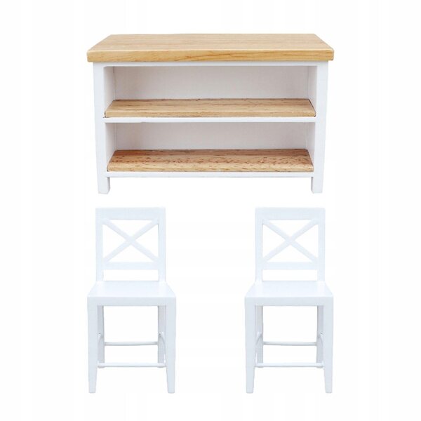 Miniatur-Set 1:12 Bartisch und Stühle aus Holz für Puppenhaus