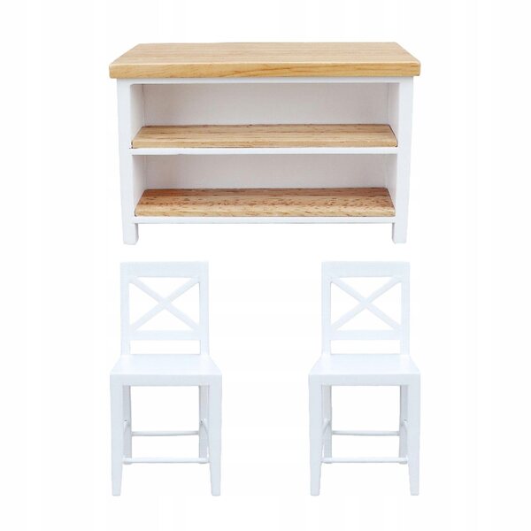 Set miniatura 1:12 tavolo bar e sedie in legno per casa delle bambole