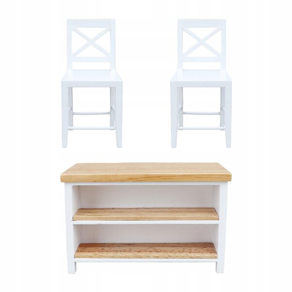 Set miniatura 1:12 tavolo bar e sedie in legno per casa delle bambole