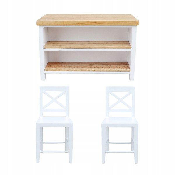 Set miniatura 1:12 tavolo bar e sedie in legno per casa delle bambole
