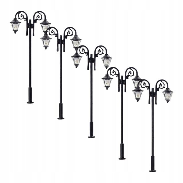 Set 5 Lampioni LED Scala 1:87 HO per Modellismo Ferroviario e Diorami