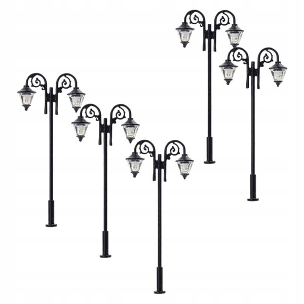 Set 5 Lampioni LED Scala 1:87 HO per Modellismo Ferroviario e Diorami