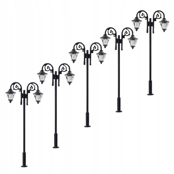Set 5 Lampioni LED Scala 1:87 HO per Modellismo Ferroviario e Diorami