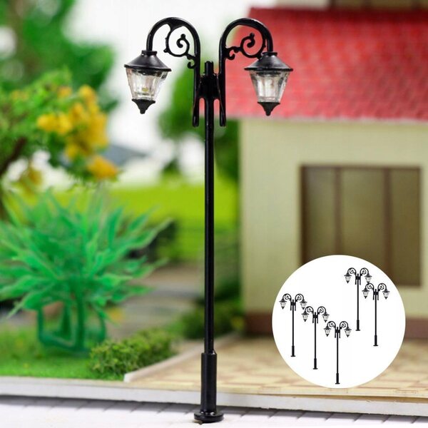 Set 5 Lampioni LED Scala 1:87 HO per Modellismo Ferroviario e Diorami