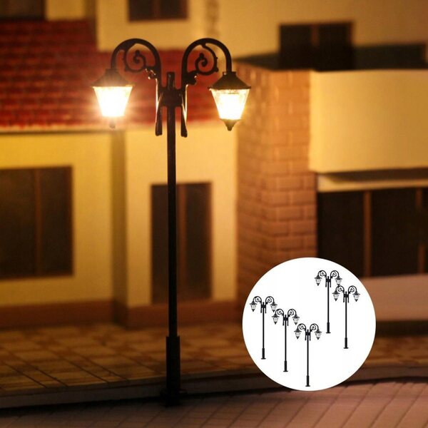 Set 5 Lampioni LED Scala 1:87 HO per Modellismo Ferroviario e Diorami
