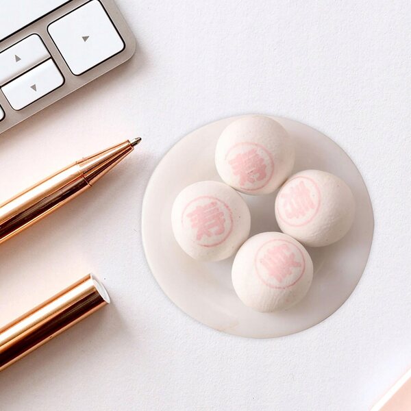 Set 4 miniature dolci cinesi per casa delle bambole 1/12 con piatti in legno