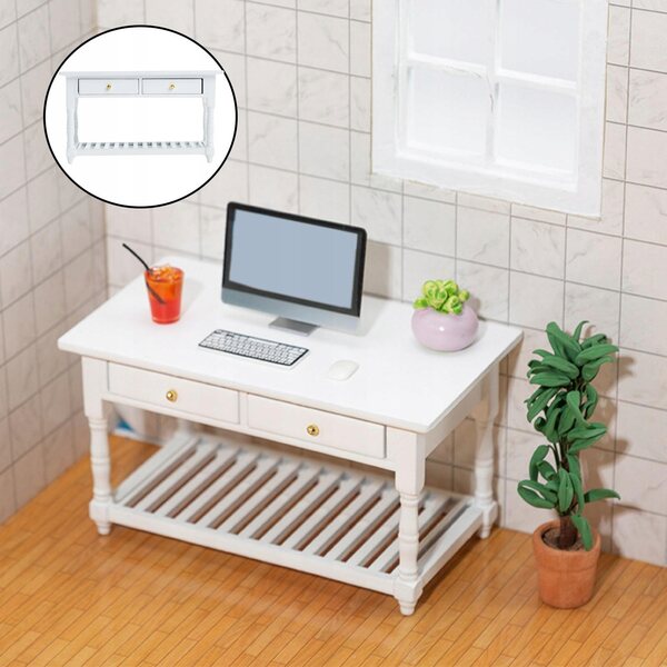 1/12 Stolik do domku dla lalek z szufladą DIY Wystrój domku dla lalek Laptop Komputer Biuro