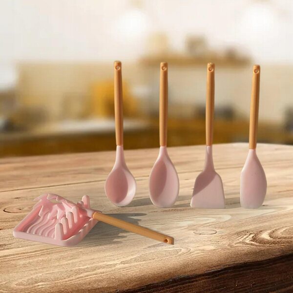 1:6 Puppenhaus-Miniatur-Küchenutensilien-Set mit Zubehör, Rosa